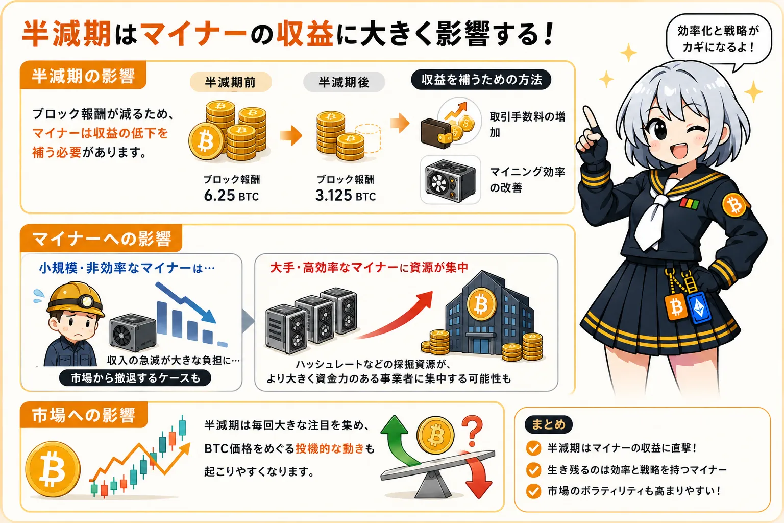 半減期は、マイナーの収益性に直接影響します